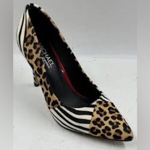 Michael Shannon Animal Print Heels - Black and Tan Sz 6.5M